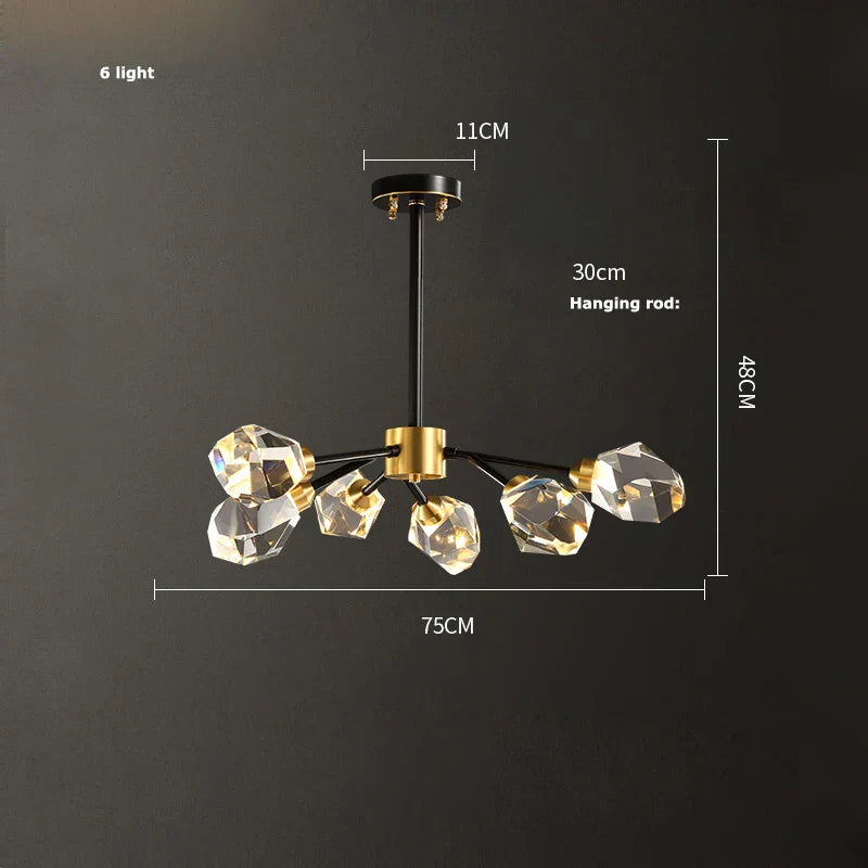 DecorBites™ Crystal Copper Black LED Chandelier for Dinning Room