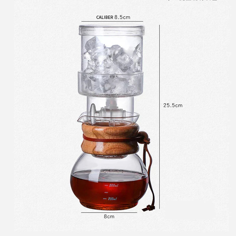 DecorBites™ Glass Coffee Kettle Dripper Pot Cold Brew Ice Dripper 400ml Coffee Maker