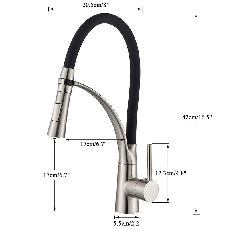 DecorBites™ Black Hose Kitchen Faucet with Single Handle and Pull Down Sprayer