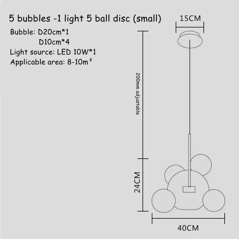 DecorBites™ Glass Bubble LED Chandelier for Kids Kitchen Dining Office Lighting