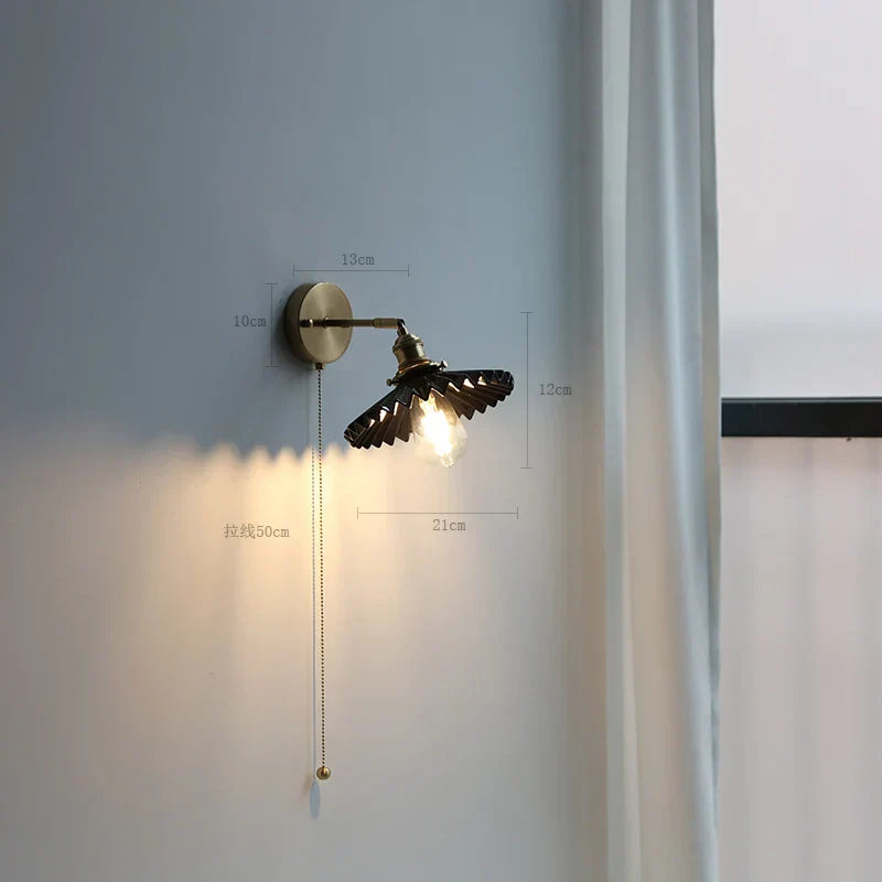 DecorBites™ Copper Arm Wall Lamp with Pull Chain Switch, Nordic Modern Design