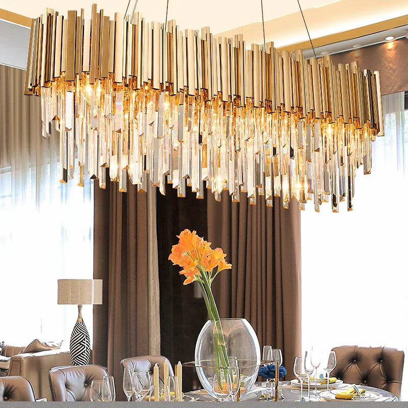 DecorBites™ Gold Metal LED Pendant Lights Adjustable Living Room Dining Round Fixture