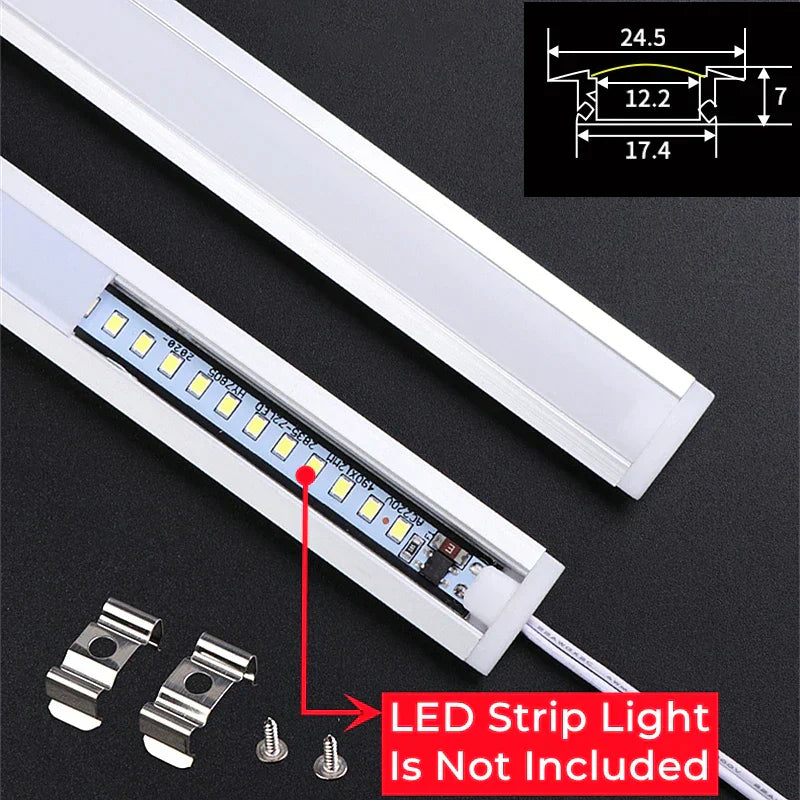DecorBites™ 0.5m U/YW Aluminum Profile Recessed Channel with Milky Cover for LED Strip Lights