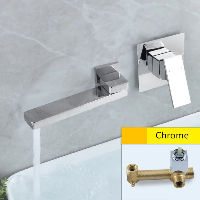 DecorBites™ Brushed Gold In-Wall Basin Faucet Set, Hot Cold Bathroom Sink Mixer Tap