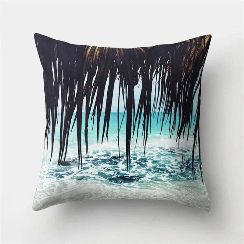 DecorBites™ Green Tropical Leaves Forest Pillowcase - Natural Mountain Ocean Wave Decor