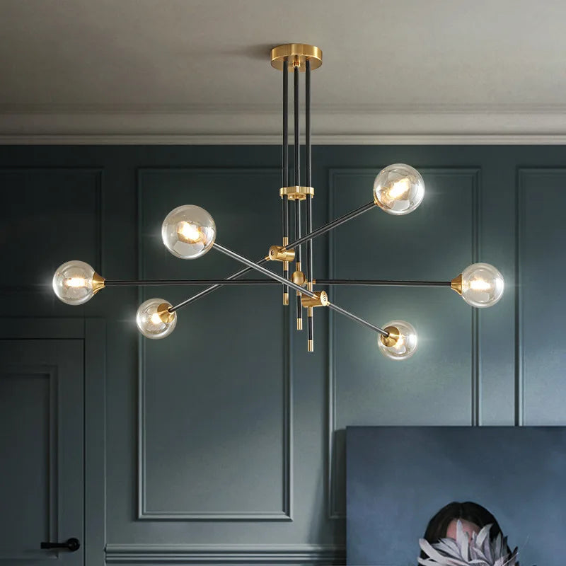 DecorBites™ Geometric Glass Ball Chandelier: Post-modern LED Pendant Lights for Stylish Decor