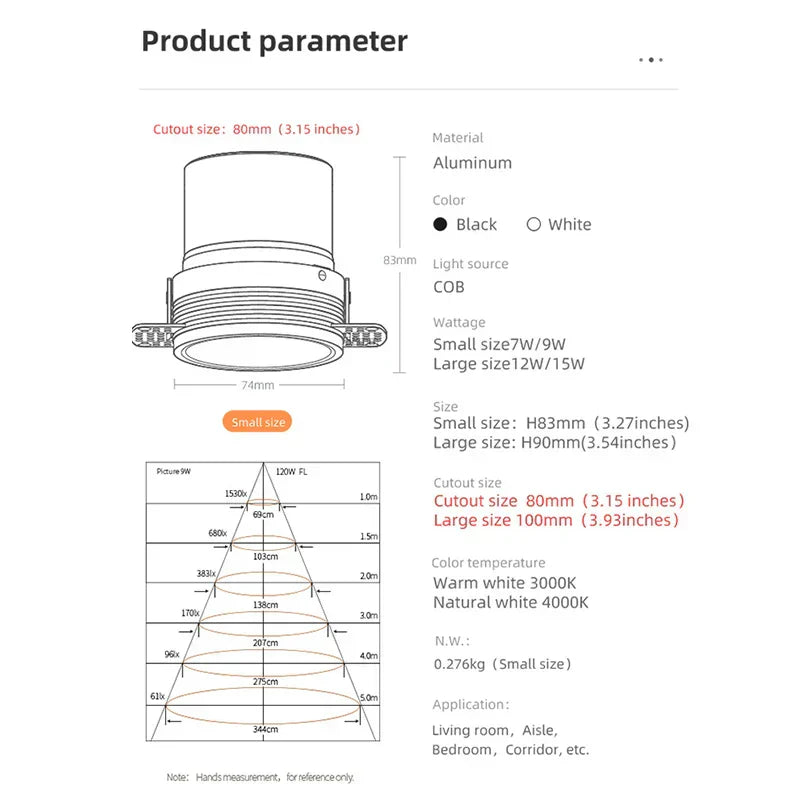 DecorBites™ COB LED Downlight: CRI97, Frameless, Easy Installation. Ideal for Living Room, Bedroom.