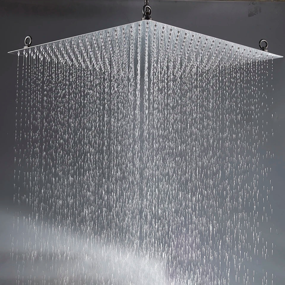 DecorBites™ 20 Inch Luxury Chrome Square Shower Head Stainless Steel Ultrathin Rainfall Head