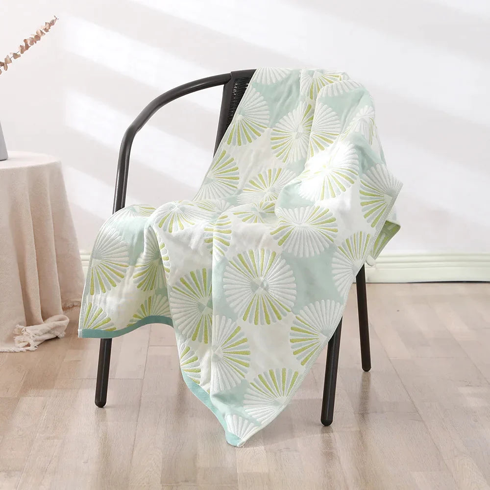 DecorBites™ Bohemian Floral Cotton Gauze Bath Towel 70*140 - Soft & High Quality for Women, Children, and Adults