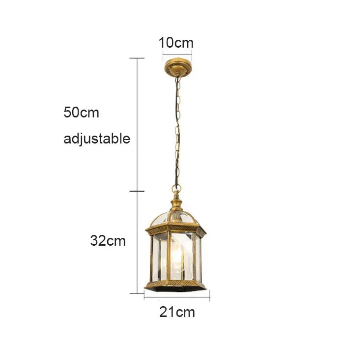 DecorBites™ Black Rustic Outdoor Hanging Lantern Light with Clear Glass Flush Mount Fixture