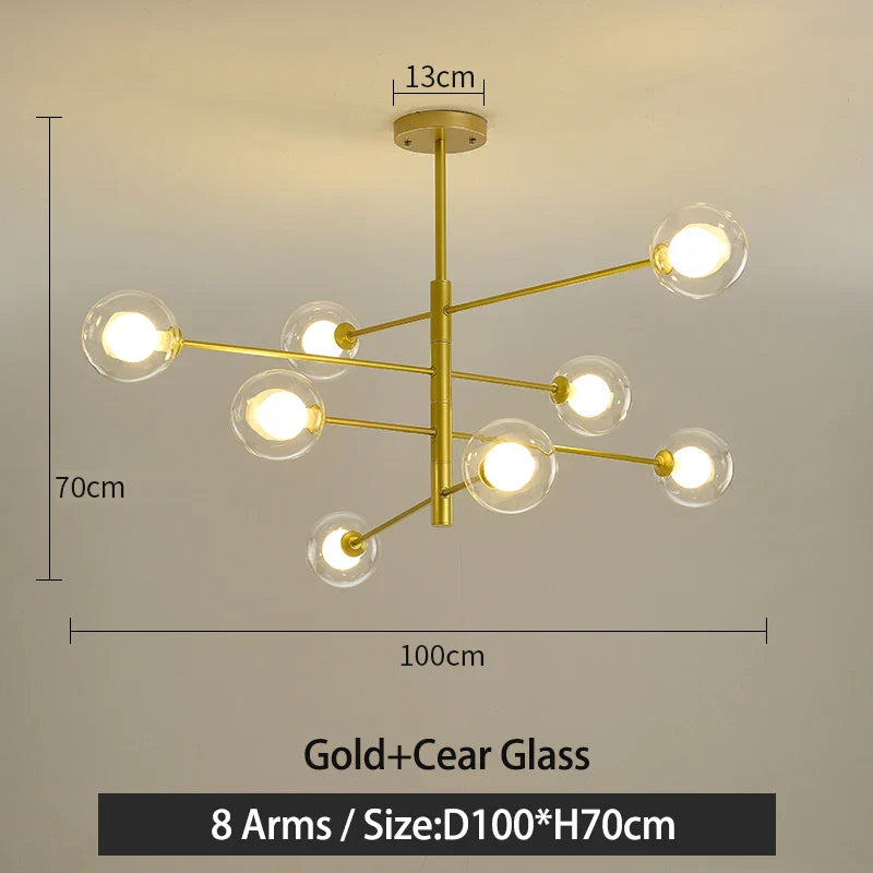 DecorBites™ Black/Gold G9 LED Chandelier for Living Room Bedroom Modern Pendant Lighting