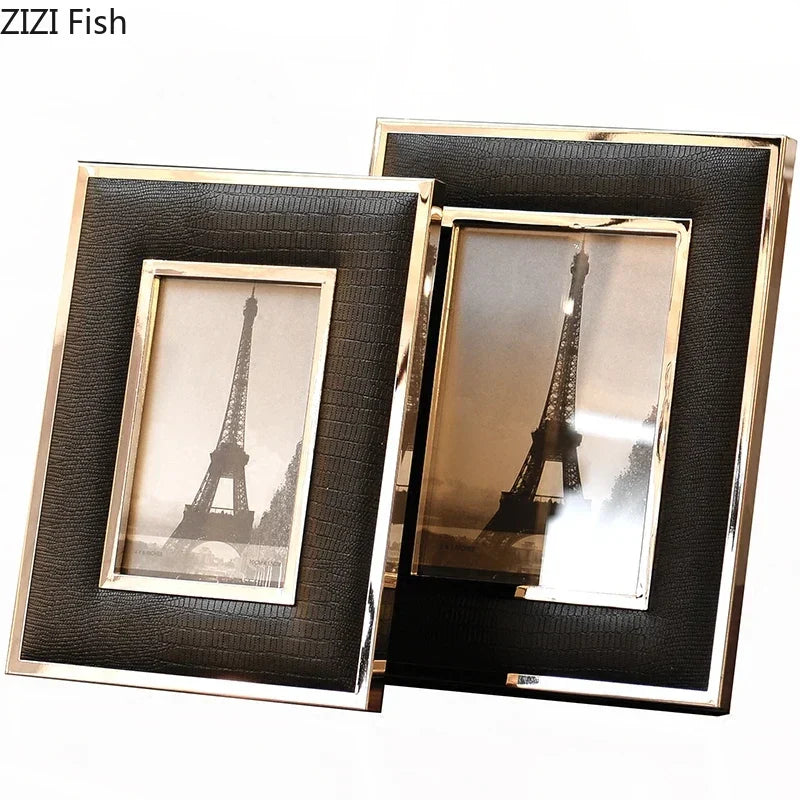 DecorBites™ Crocodile Leather Modern Photo Frame for Living Room Decor & Gifts