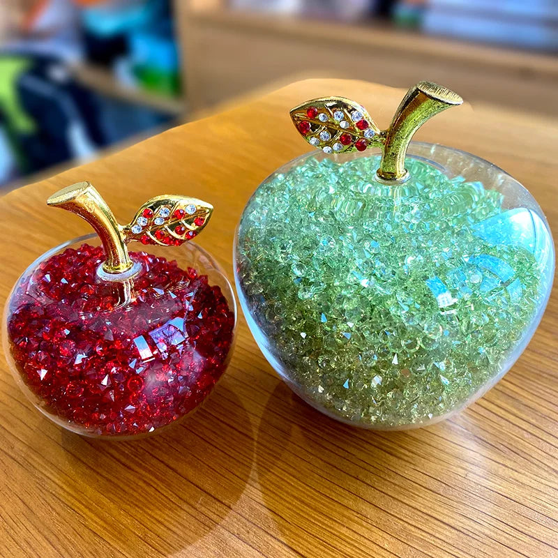 DecorBites™ Glaze Crystal Apple Paperweight Figurine Collection for Home Office Decor