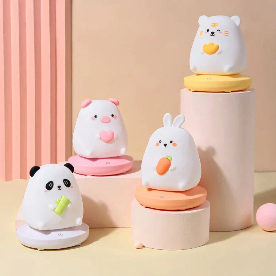 DecorBites™ Kids' Animal Silicone Night Light - Touch Sensor, Dimmable, Rechargeable