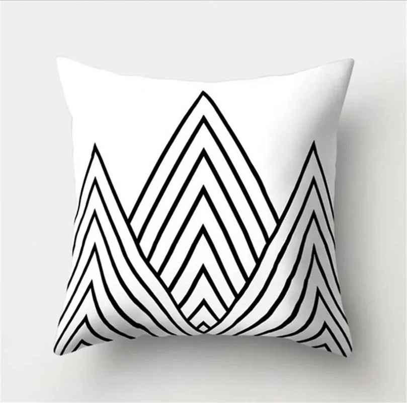 DecorBites™ Black White Flocking Pillowcase 45*45cm Fashion Living Room Sofa Cushion