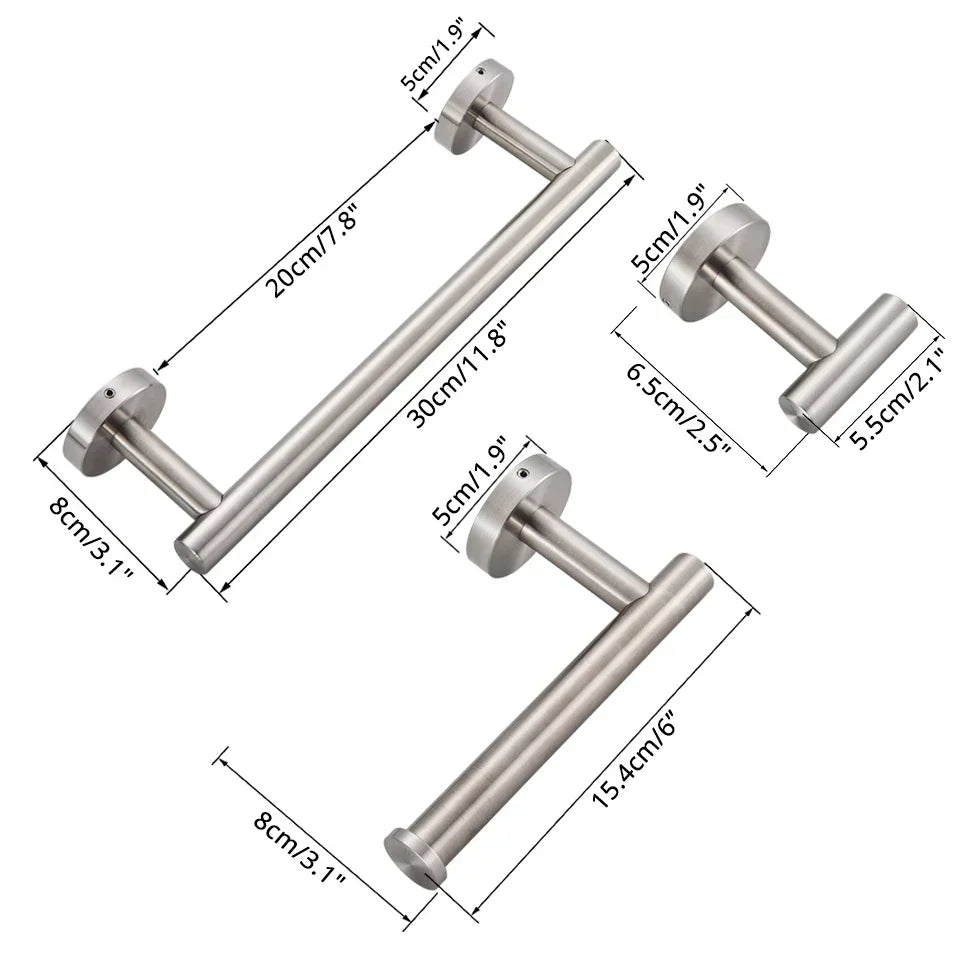 DecorBites™ Bathroom Hardware Set: Towel Bar, Robe Hook, Rack, Shelf, Tissue Holder, Hook