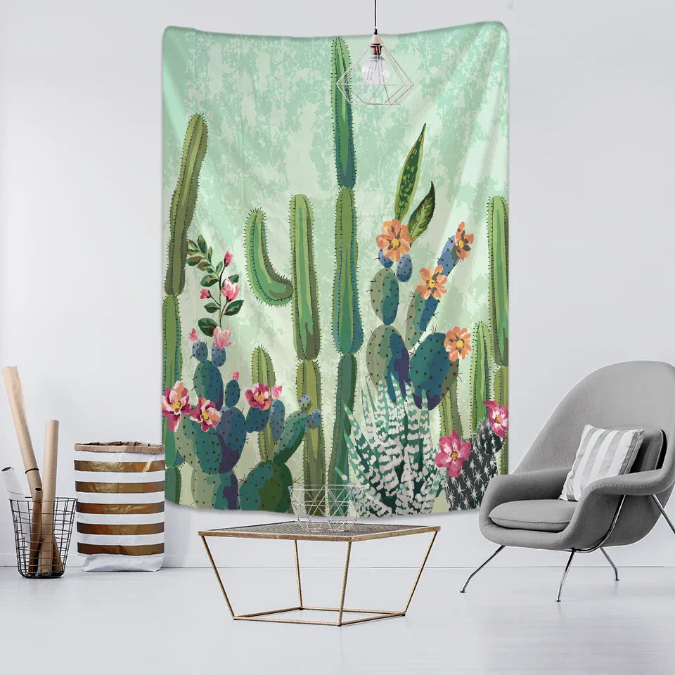DecorBites™ Cactus Tropical Plant Tapestry Wall Hanging for Children's Room Hippie Cartoon Home Decor