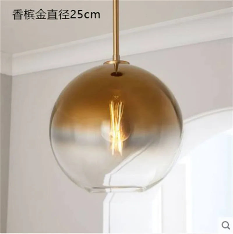 DecorBites™ Glass Ball LED Pendant Light: Modern Silver Gold Nordic Kitchen Decor