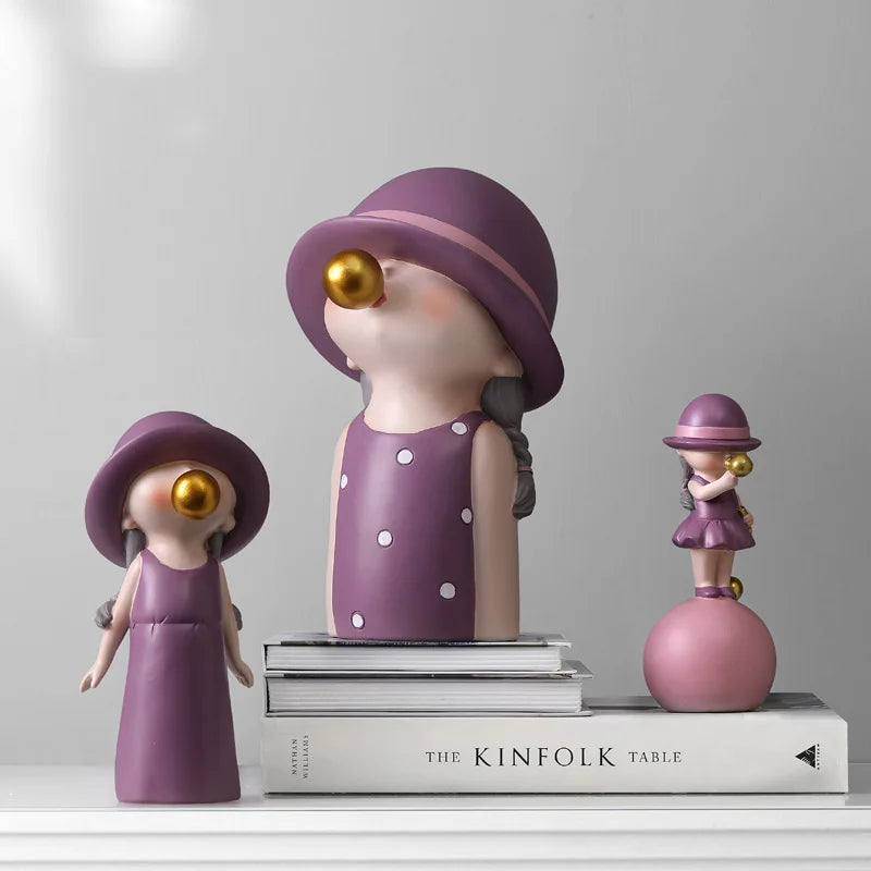DecorBites™ Bubble Gum Blowing Character Statue for Modern Home Decor