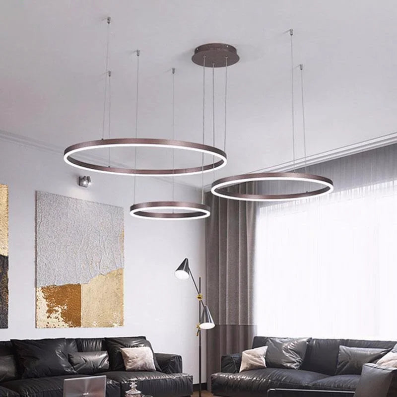 DecorBites™ Brushed Gold LED Chandelier Rings Ceiling Mounted Lighting