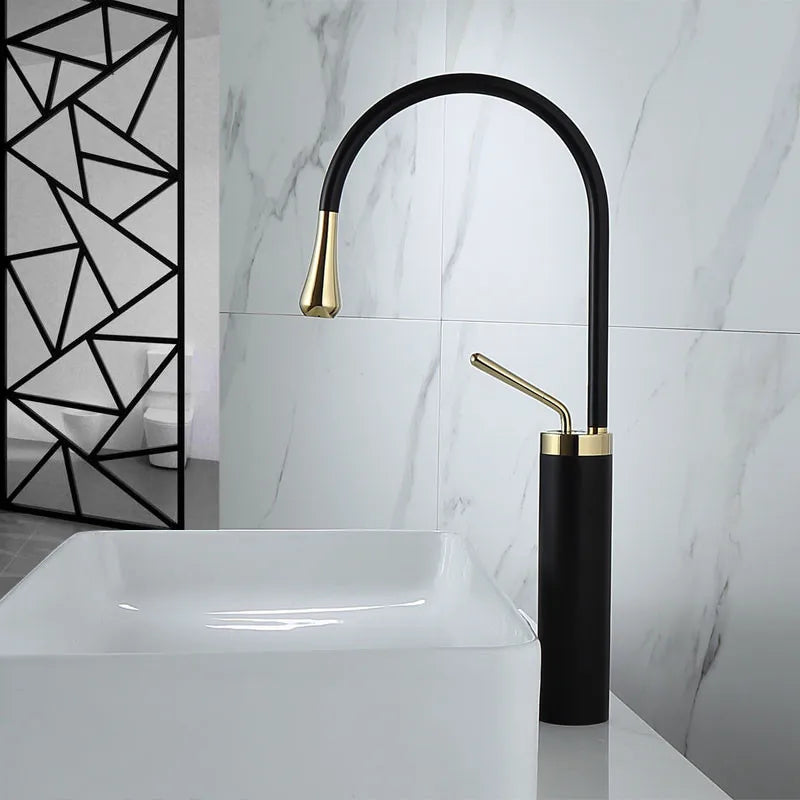 DecorBites™ Gun Grey Brass Basin Faucet Hot Cold Kitchen Sink Water Crane Swivel