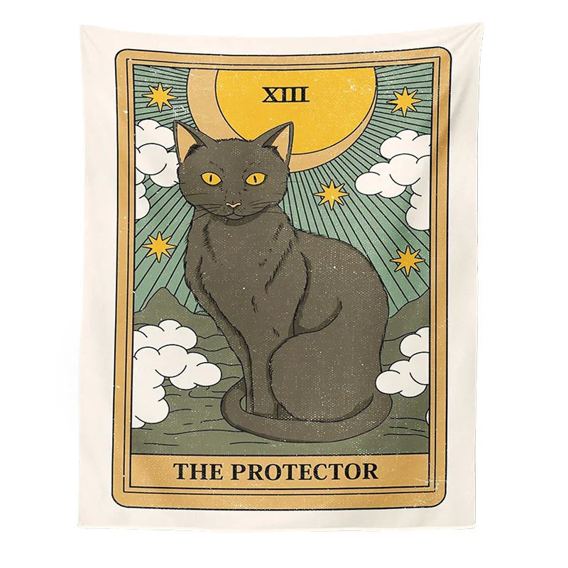 DecorBites™ Cat Divination Tarot Card Tapestry Moon Phase Wall Hanging Décor