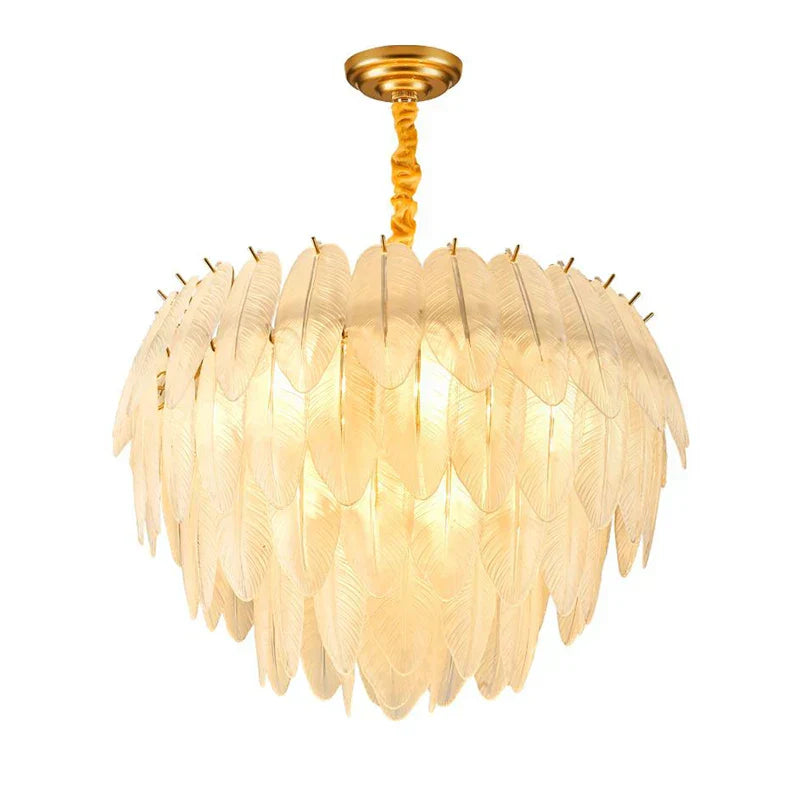 DecorBites™ Glass Feather LED Hanging Chandelier for Foyer