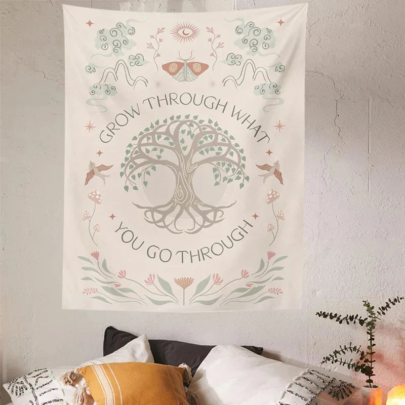 DecorBites™ Life Tree Sun Moon Tapestry Wall Hanging for Home Decor and Dorm Room