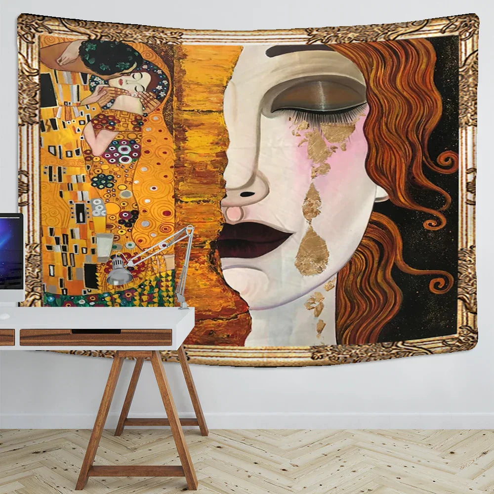 DecorBites™ Bohemian Thai Style Half Face Woman Tapestry Wall Hanging for Living Room Decor