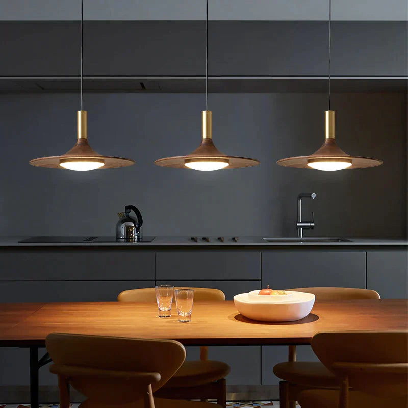 DecorBites™ Black Walnut UFO Pendant Light - Luxury Dining Room Art Lamp