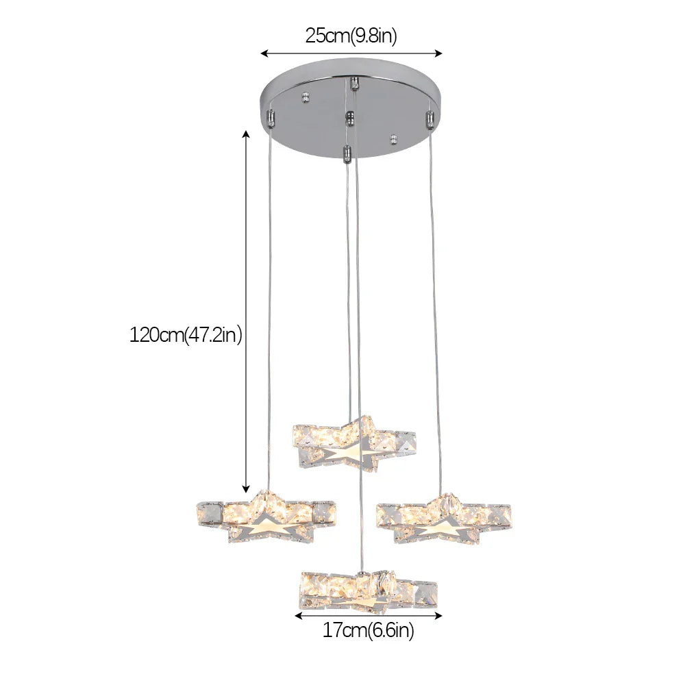 DecorBites™ Crystal Stars LED Pendant Chandelier for Modern Living Dining Room Decor