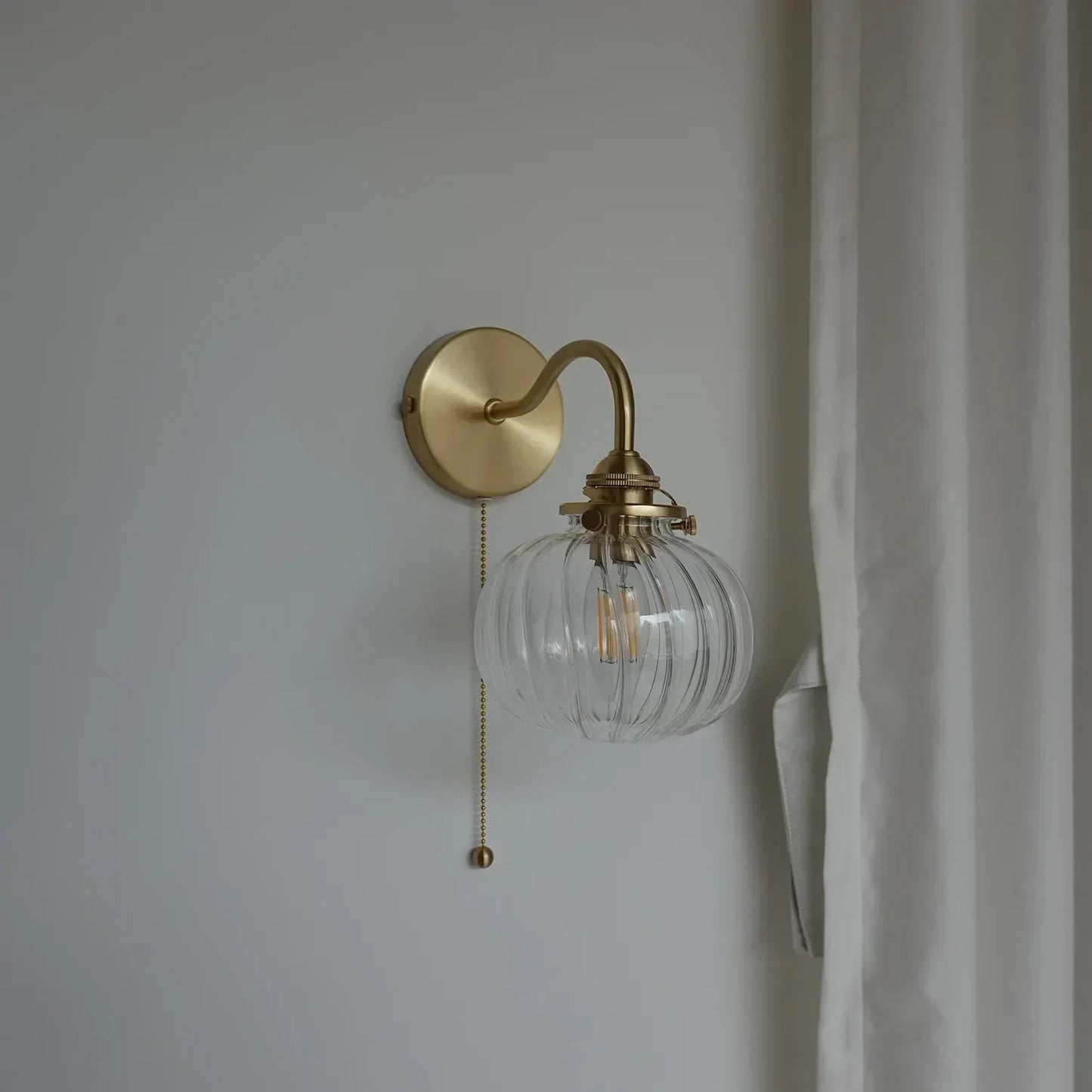 DecorBites™ Blue Glass Ball Wall Lights Pull Chain Switch LED Sconce for Home Bedroom