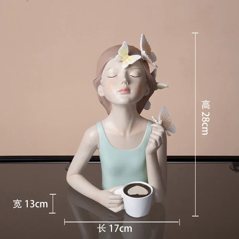 DecorBites™ Butterfly Girl Resin Figure Modern Home Decor Statue Objects
