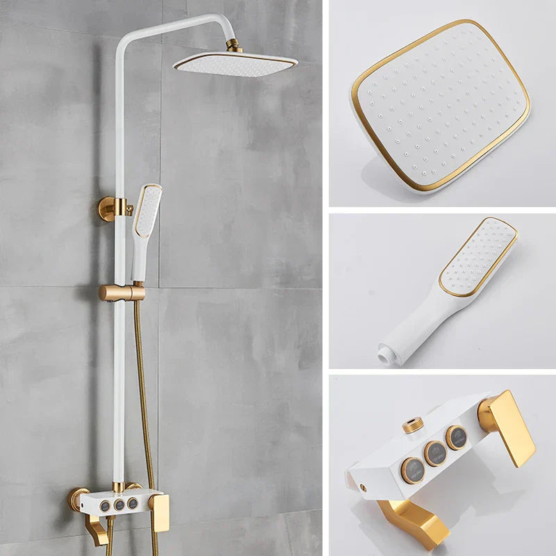 DecorBites™ Black Gold Shower Faucet Set with Rainfall Bathroom Mixer Faucets