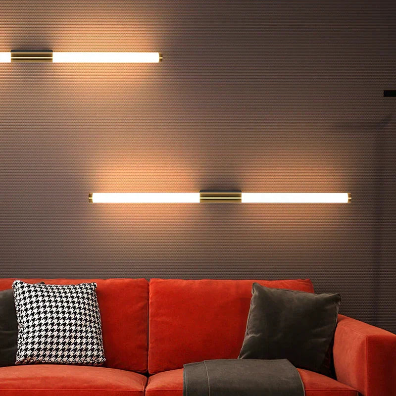 DecorBites™ Linear LED Wall Lamp Metal Tube Gold Sconce for Living Room Bedroom Aisle