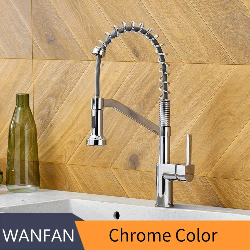 DecorBites™ Black Brass Kitchen Faucet Pull Out Swivel Spout Mixer Tap