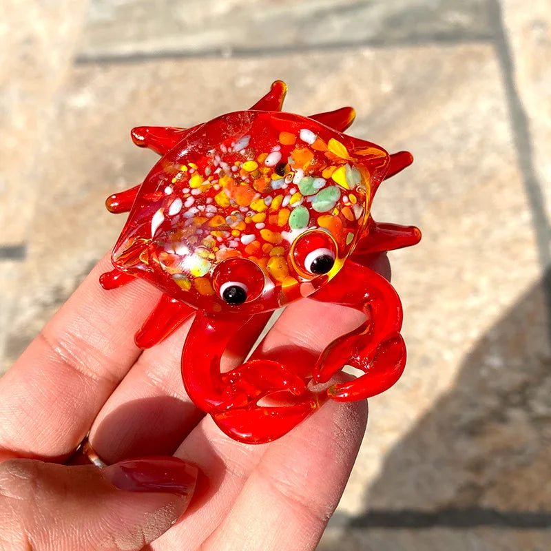 DecorBites™ Crab Glass Figurines: Handblown Art Animals Collectible Sculpture Ornaments
