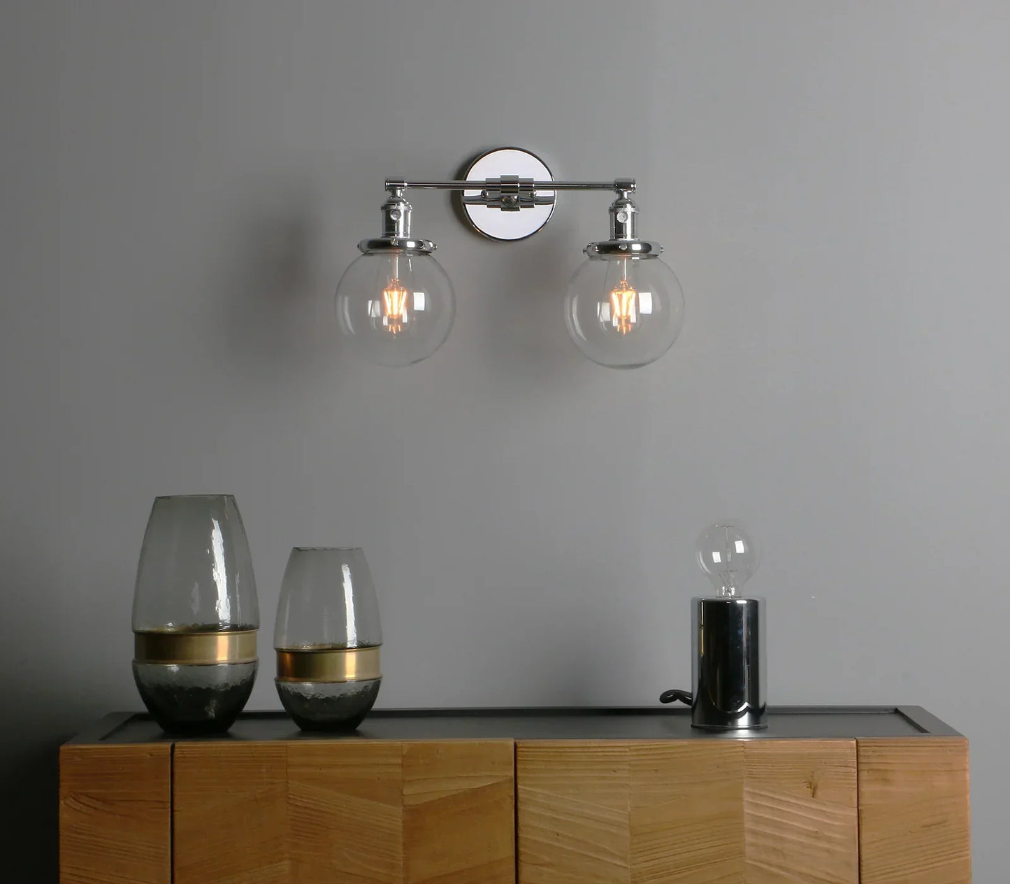 DecorBites™ Glass Ball Globe Wall Light for Retro Home Decor - Double Heads E27 Sconce