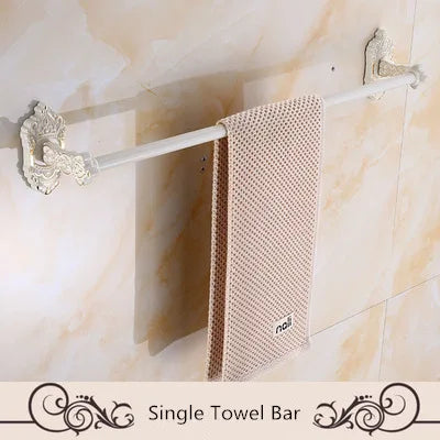 DecorBites™ Aluminum Bath Hardware Set: Shelf, Towel Rack, Paper Holder, Brush Holder, Hooks