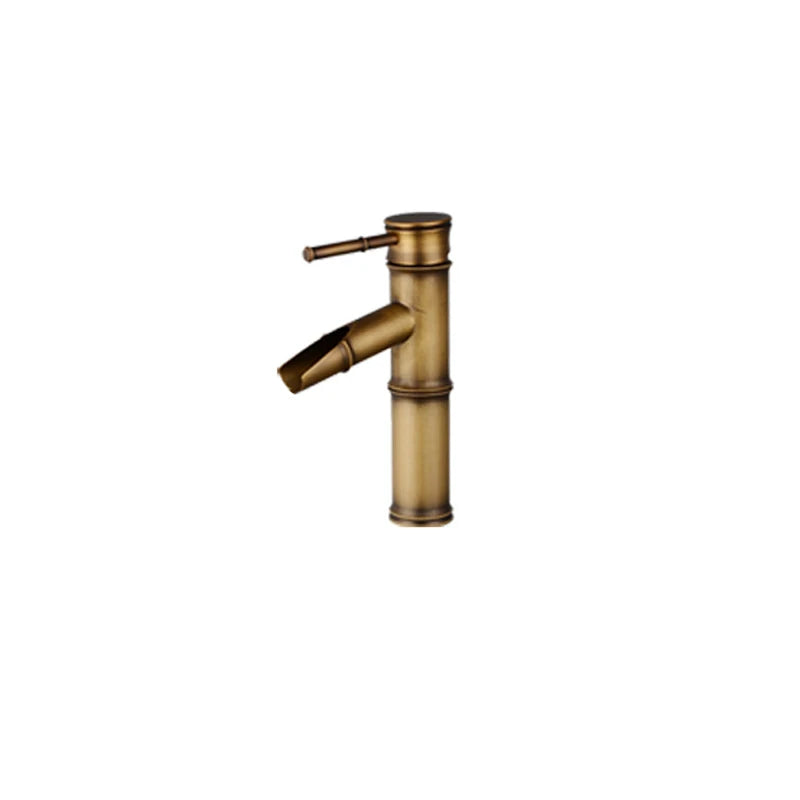 DecorBites™ Antique Brass Bamboo Basin Faucet Single Handle Hot Cold Water Tap