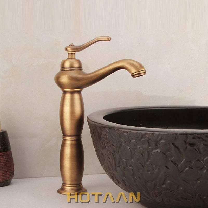 DecorBites™ Antique Bronze Tall Basin Faucet - Luxury Europe Style Solid Copper Mixer