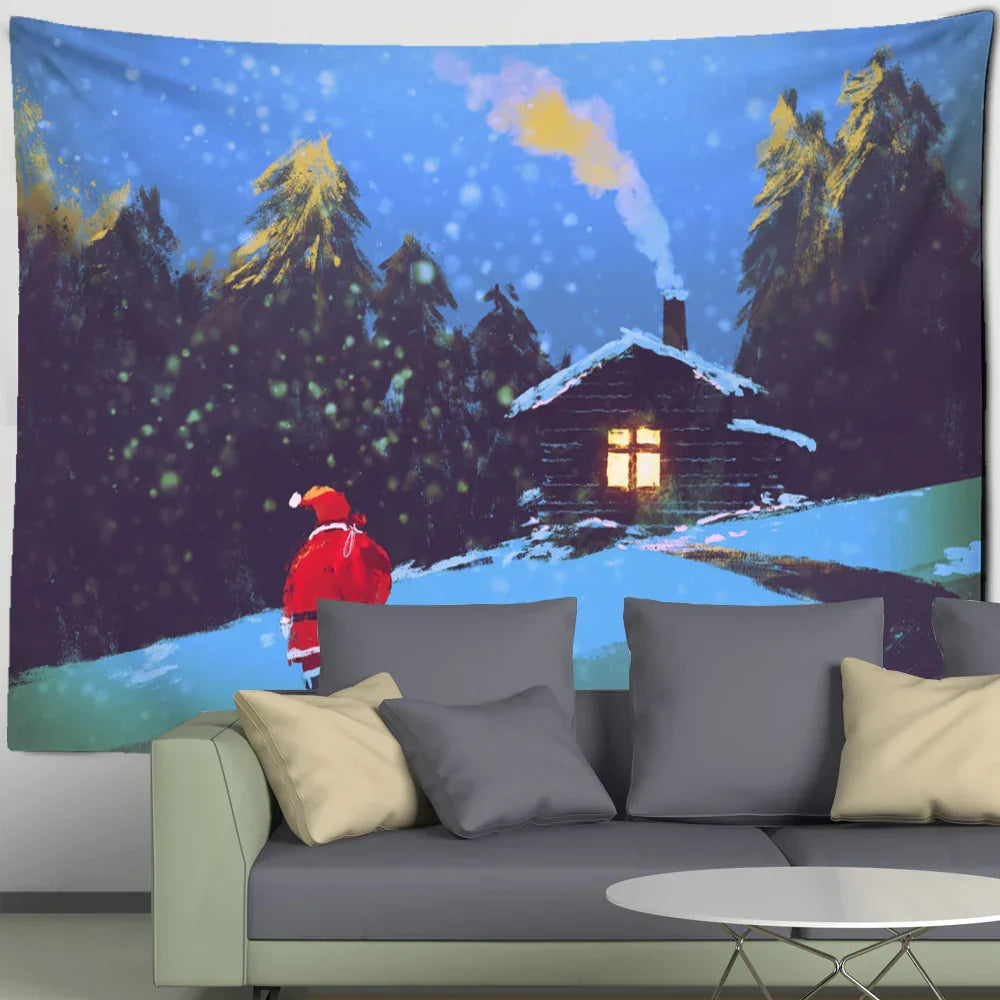 DecorBites™ Camel Printed Polyester Tapestry Wall Hanging - Christmas Pattern Home Decor