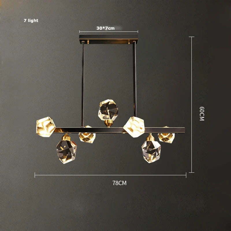 DecorBites™ Black Crystal Copper Chandelier LED Hanging Lamps for Dinning Room