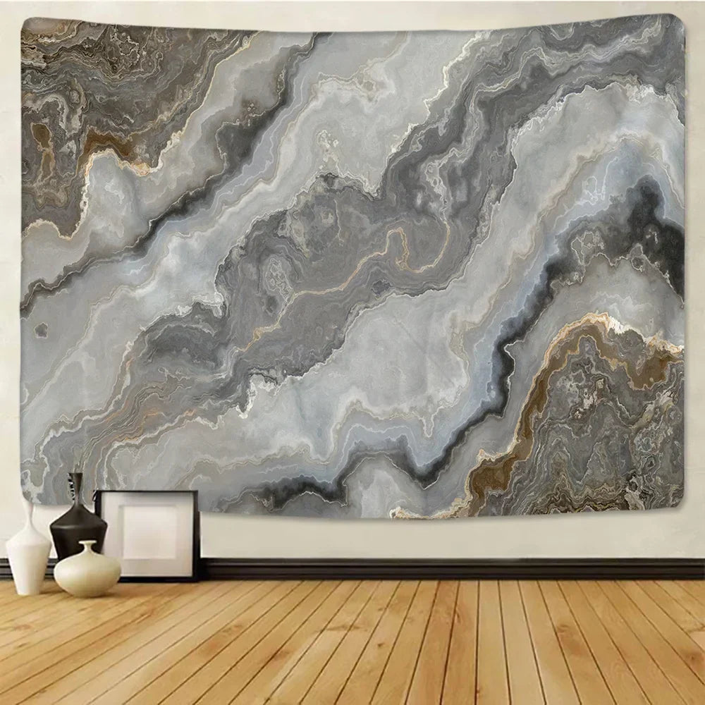 DecorBites™ Boho Marble Abstract Tapestry: Gold Foil Colorful Wall Hanging Art