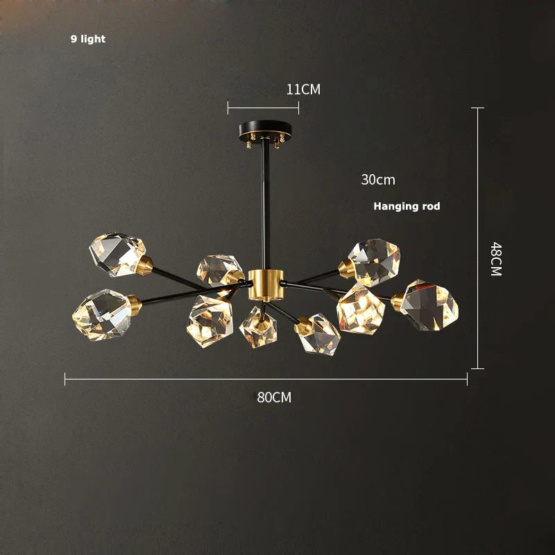 DecorBites™ Crystal Copper Chandelier Lighting for Dinning Room