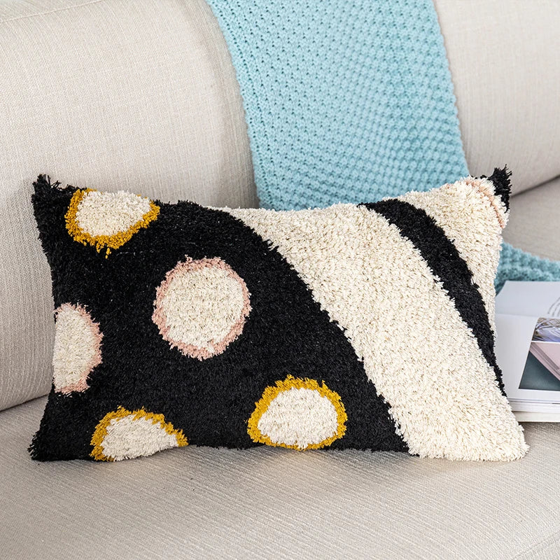 DecorBites™ Black Abstract Eye Pillow Cover for Home Decoration, 30x50cm/45x45cm