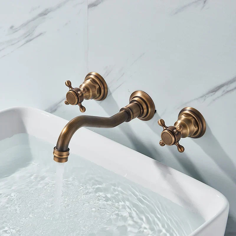DecorBites™ Black Basin Faucet: Wall Mounted Hot/Cold Water Mixer for Bathroom Sink