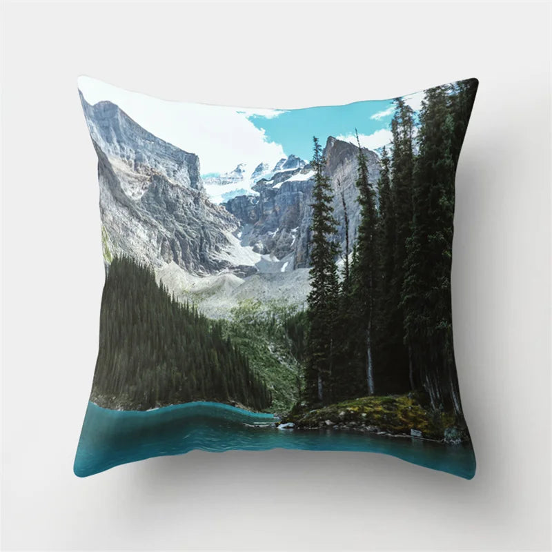 DecorBites™ Green Tropical Leaves Forest Pillowcase - Natural Mountain Ocean Wave Decor