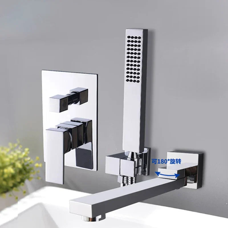 DecorBites™ Dual Handle Bathtub Faucet Set with Hand Sprayer and Wall Mount Spout