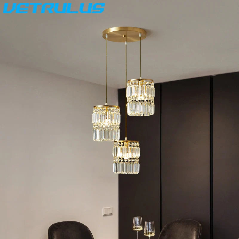 DecorBites™tm Crystal Pendant Light | Modern Chandelier for Dining Table and Kitchen Island